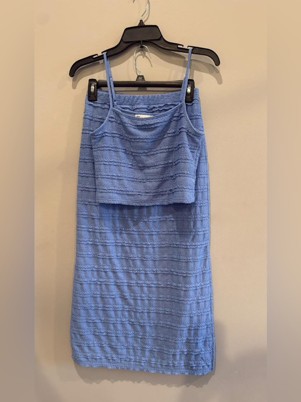 Blue Textured Knit Women's Skirt